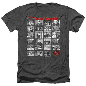 AN OFFCIALLY LICENSED I LOVE LUCY FILM STRIP MEN'S HEATHER T-SHIRT CHARCOAL
