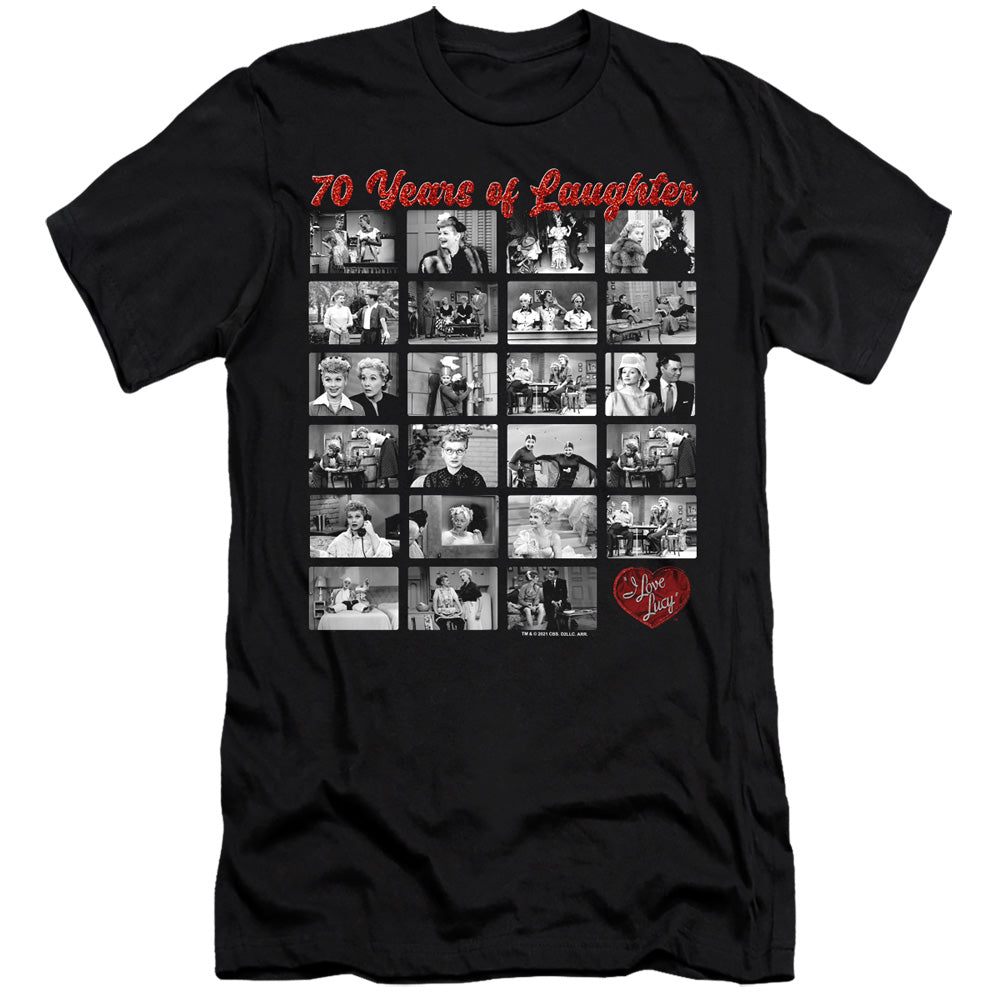 AN OFFCIALLY LICENSED I LOVE LUCY FILM STRIP MEN'S PREMIUM SLIM FIT T-SHIRT BLACK