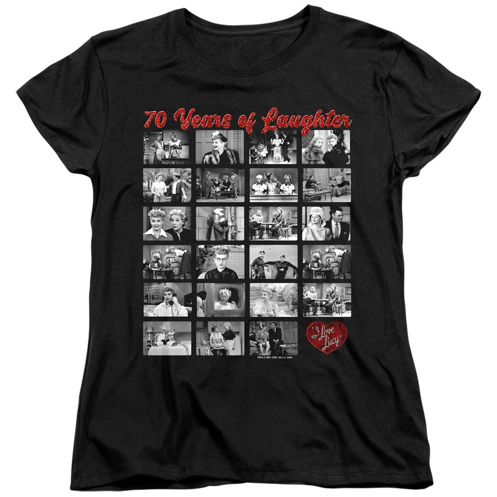 AN OFFCIALLY LICENSED I LOVE LUCY FILM STRIP WOMEN'S REGULAR FIT T-SHIRT BLACK