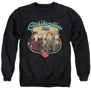 AN OFFCIALLY LICENSED I LOVE LUCY ROAD TRIP ADULT UNISEX CREWNECK SWEATSHIRT BLACK