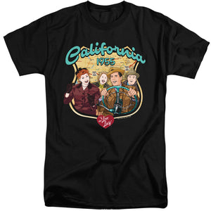 AN OFFCIALLY LICENSED I LOVE LUCY ROAD TRIP MEN'S TALL FIT T-SHIRT BLACK
