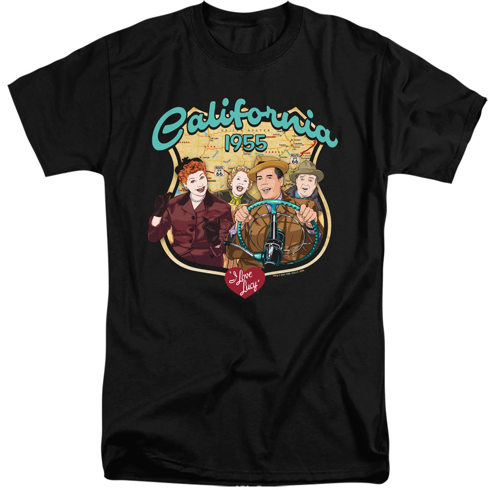 AN OFFCIALLY LICENSED I LOVE LUCY ROAD TRIP MEN'S TALL FIT T-SHIRT BLACK