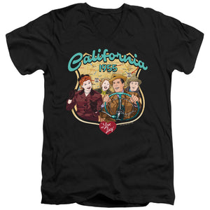 AN OFFCIALLY LICENSED I LOVE LUCY ROAD TRIP MEN'S V-NECK T-SHIRT BLACK