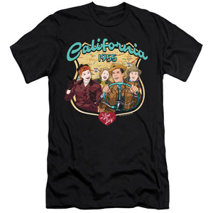 AN OFFCIALLY LICENSED I LOVE LUCY ROAD TRIP MEN'S PREMIUM SLIM FIT T-SHIRT BLACK