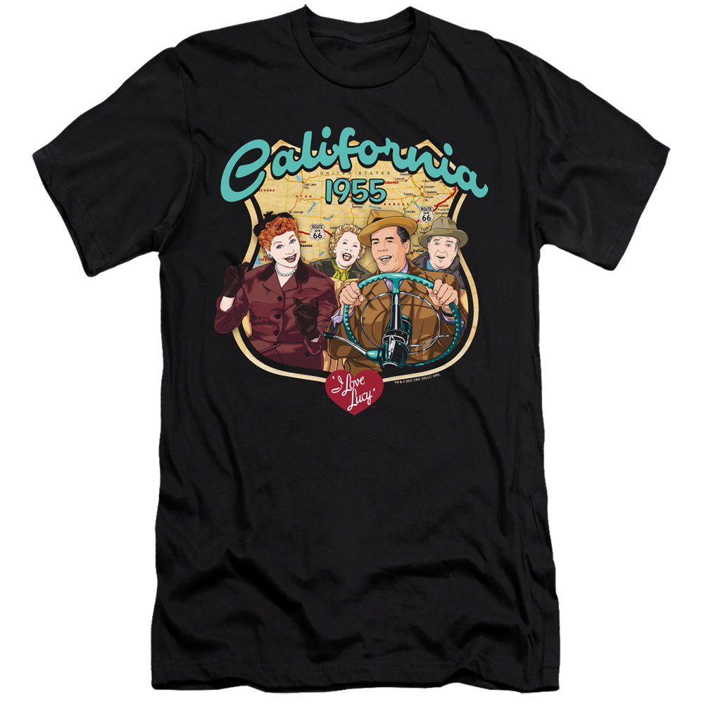 AN OFFCIALLY LICENSED I LOVE LUCY ROAD TRIP MEN'S PREMIUM SLIM FIT T-SHIRT BLACK