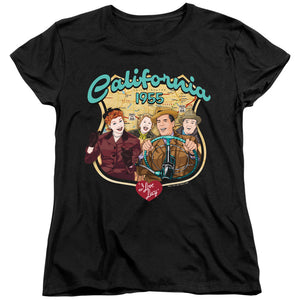AN OFFCIALLY LICENSED I LOVE LUCY ROAD TRIP WOMEN'S REGULAR FIT T-SHIRT BLACK