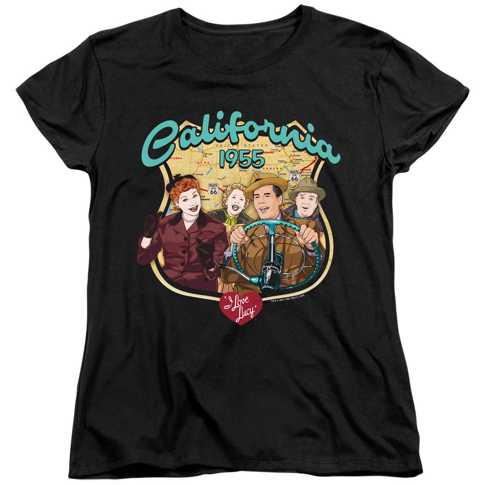 AN OFFCIALLY LICENSED I LOVE LUCY ROAD TRIP WOMEN'S REGULAR FIT T-SHIRT BLACK