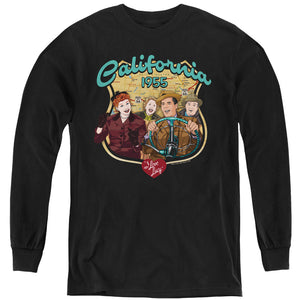 AN OFFCIALLY LICENSED I LOVE LUCY ROAD TRIP YOUTH LONG SLEEVE T-SHIRT BLACK