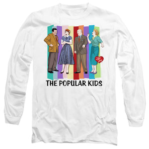 AN OFFCIALLY LICENSED I LOVE LUCY THE POPULAR KIDS MEN'S LONG SLEEVE T-SHIRT WHITE