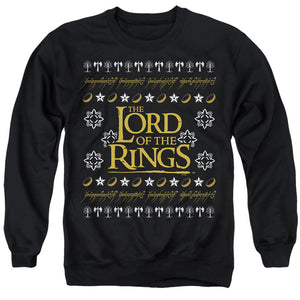 AN OFFCIALLY LICENSED LORD OF THE RINGS UGLY CHRISTMAS LOGO ADULT UNISEX CREWNECK SWEATSHIRT BLACK
