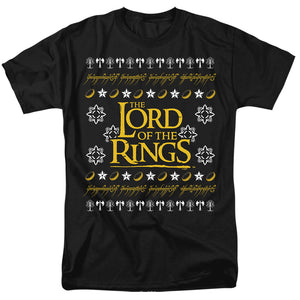 AN OFFCIALLY LICENSED LORD OF THE RINGS UGLY CHRISTMAS LOGO MEN'S REGULAR FIT T-SHIRT BLACK