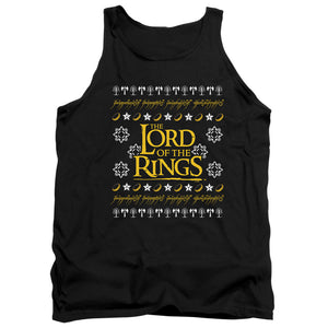 AN OFFCIALLY LICENSED LORD OF THE RINGS UGLY CHRISTMAS LOGO ADULT UNISEX TANK TOP BLACK