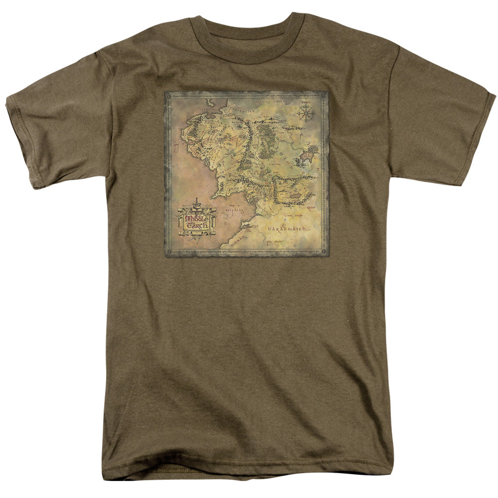 AN OFFCIALLY LICENSED LOR MIDDLE EARTH MAP MEN'S REGULAR FIT T-SHIRT SAFARI GREEN