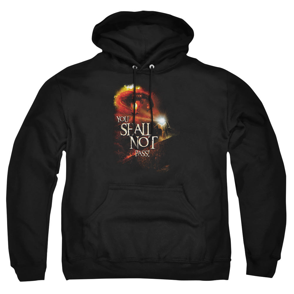 AN OFFCIALLY LICENSED LOR YOU SHALL NOT PASS ADULT UNISEX PULLOVER HOODIE BLACK