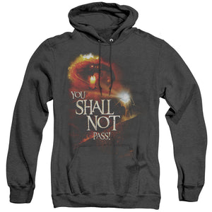 AN OFFCIALLY LICENSED LOR YOU SHALL NOT PASS ADULT UNISEX HEATHER PULLOVER HOODIE BLACK