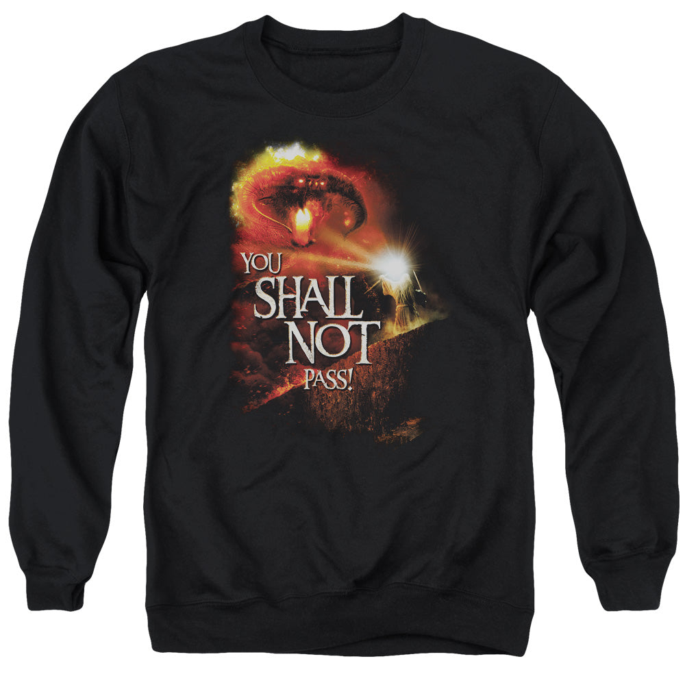 AN OFFCIALLY LICENSED LOR YOU SHALL NOT PASS ADULT UNISEX CREWNECK SWEATSHIRT BLACK