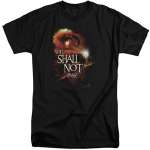 AN OFFCIALLY LICENSED LOR YOU SHALL NOT PASS MEN'S TALL FIT T-SHIRT BLACK