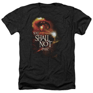 AN OFFCIALLY LICENSED LOR YOU SHALL NOT PASS MEN'S HEATHER T-SHIRT CHARCOAL