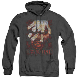 AN OFFCIALLY LICENSED LOR URUK HAI ADULT UNISEX HEATHER PULLOVER HOODIE BLACK