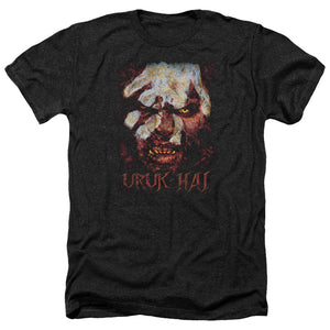 AN OFFCIALLY LICENSED LOR URUK HAI MEN'S HEATHER T-SHIRT CHARCOAL
