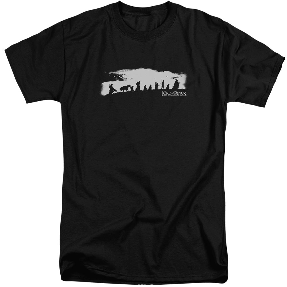 AN OFFCIALLY LICENSED LORD OF THE RINGS THE FELLOWSHIP MEN'S TALL FIT T-SHIRT BLACK