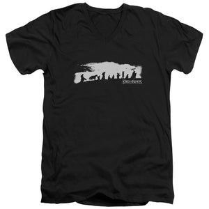 AN OFFCIALLY LICENSED LORD OF THE RINGS THE FELLOWSHIP MEN'S V-NECK T-SHIRT BLACK