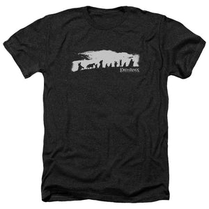 AN OFFCIALLY LICENSED LORD OF THE RINGS THE FELLOWSHIP MEN'S HEATHER T-SHIRT CHARCOAL