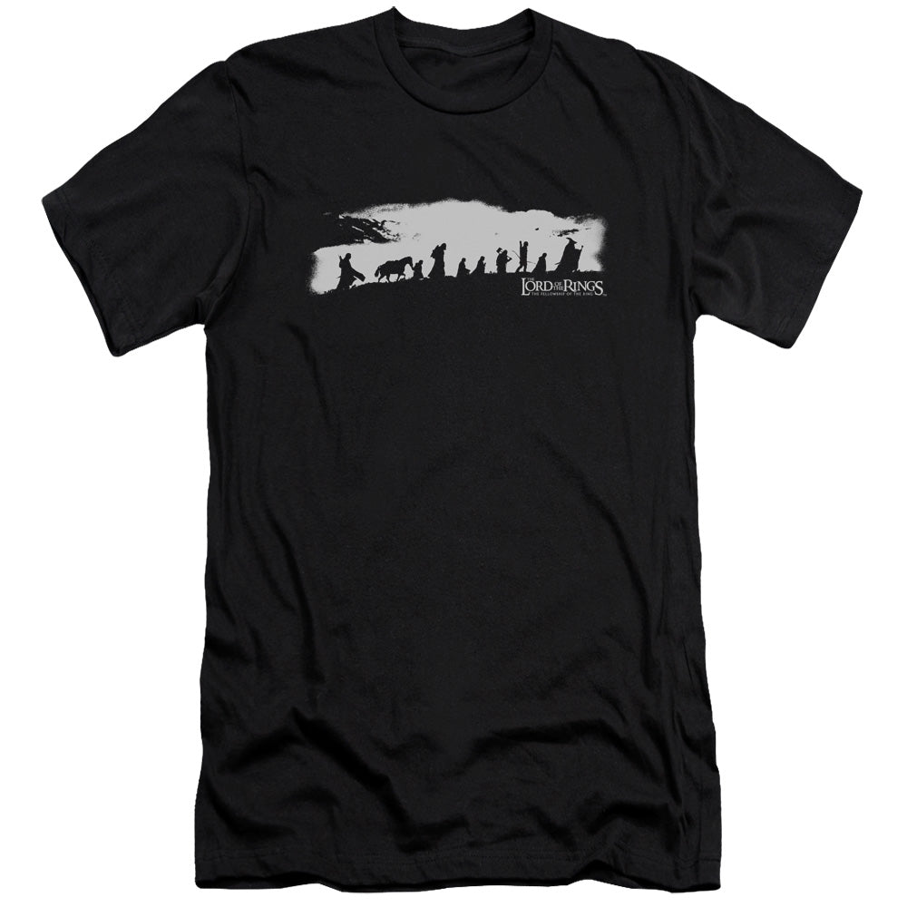 AN OFFCIALLY LICENSED LORD OF THE RINGS THE FELLOWSHIP MEN'S PREMIUM SLIM FIT T-SHIRT BLACK