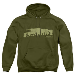 AN OFFCIALLY LICENSED LOR THE FELLOWSHIP ADULT UNISEX PULLOVER HOODIE MILITARY GREEN