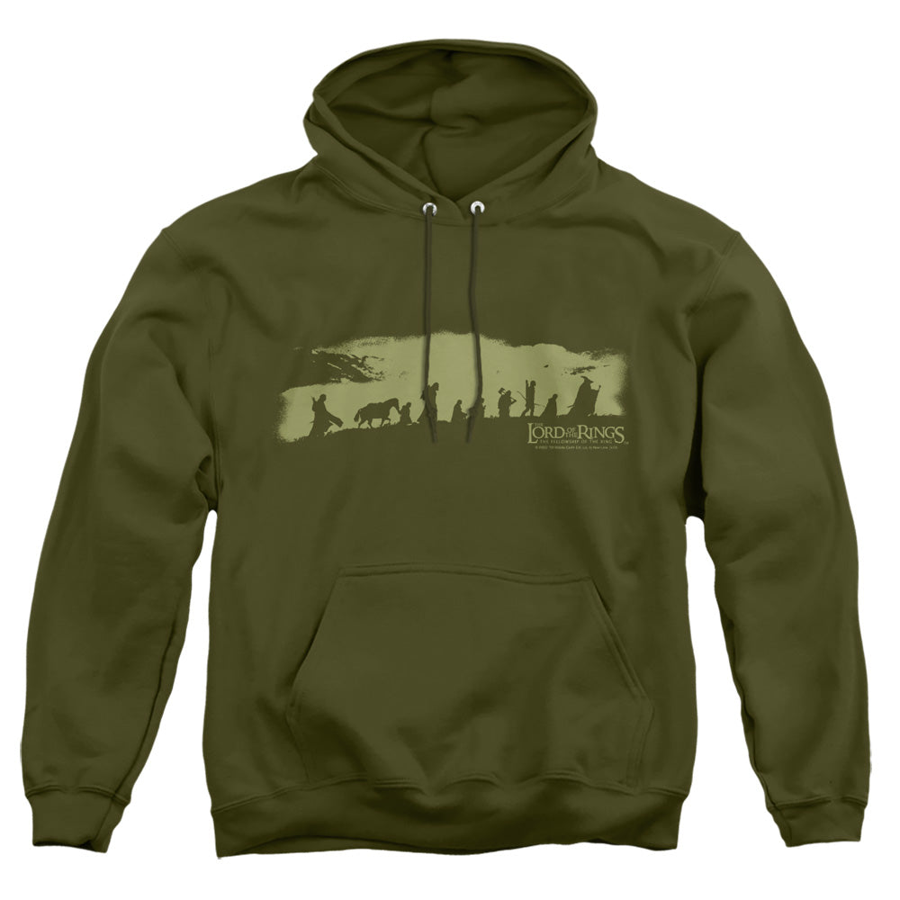 AN OFFCIALLY LICENSED LOR THE FELLOWSHIP ADULT UNISEX PULLOVER HOODIE MILITARY GREEN