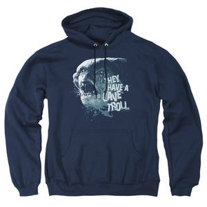 AN OFFCIALLY LICENSED LOR CAVE TROLL ADULT UNISEX PULLOVER HOODIE NAVY