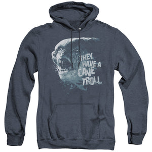 AN OFFCIALLY LICENSED LOR CAVE TROLL ADULT UNISEX HEATHER PULLOVER HOODIE NAVY