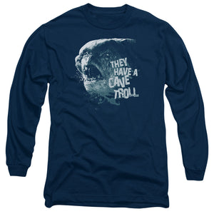 AN OFFCIALLY LICENSED LOR CAVE TROLL MEN'S LONG SLEEVE T-SHIRT NAVY