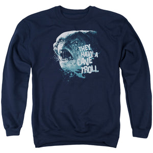 AN OFFCIALLY LICENSED LOR CAVE TROLL ADULT UNISEX CREWNECK SWEATSHIRT NAVY