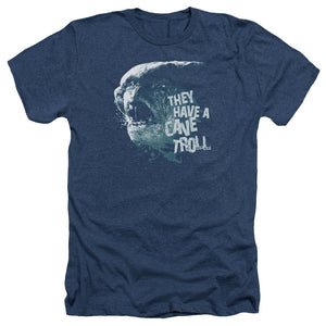 AN OFFCIALLY LICENSED LOR CAVE TROLL MEN'S HEATHER T-SHIRT NAVY