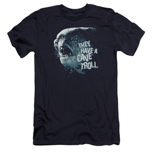 AN OFFCIALLY LICENSED LOR CAVE TROLL MEN'S PREMIUM SLIM FIT T-SHIRT NAVY