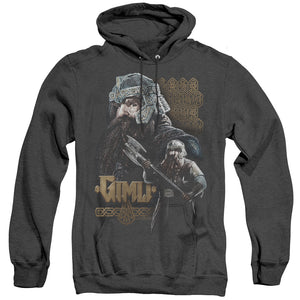 AN OFFCIALLY LICENSED LOR GIMLI ADULT UNISEX HEATHER PULLOVER HOODIE BLACK