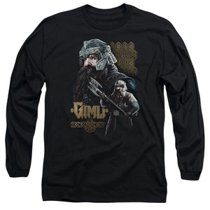 AN OFFCIALLY LICENSED LOR GIMLI MEN'S LONG SLEEVE T-SHIRT BLACK