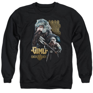 AN OFFCIALLY LICENSED LOR GIMLI ADULT UNISEX CREWNECK SWEATSHIRT BLACK