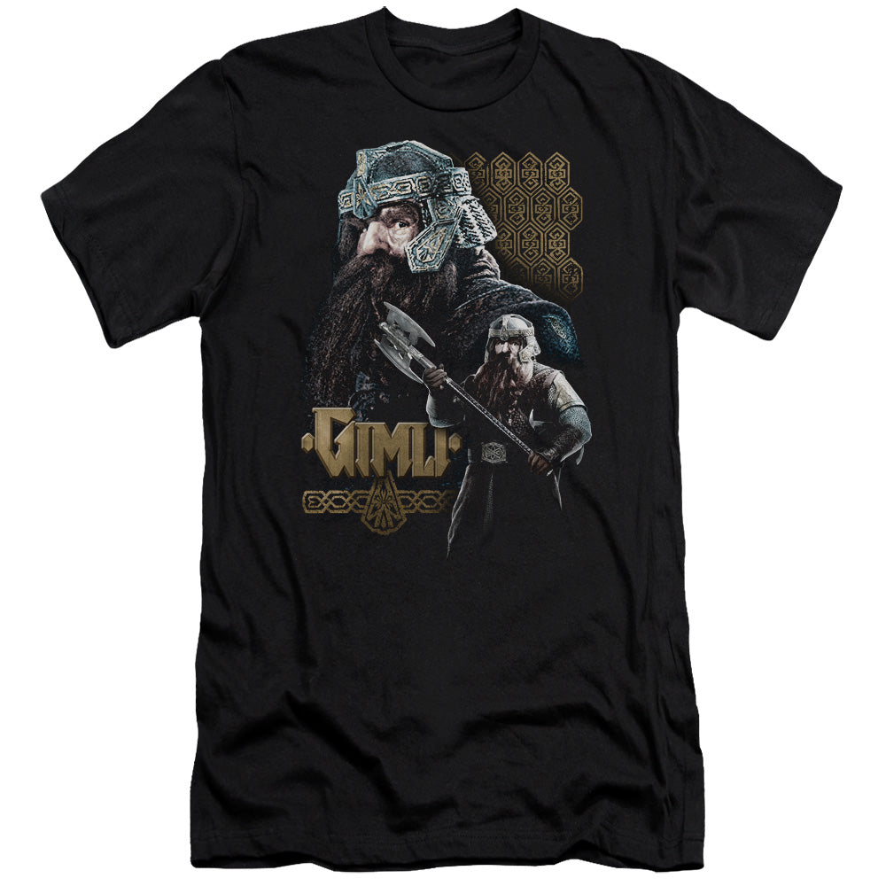 AN OFFCIALLY LICENSED LOR GIMLI MEN'S PREMIUM SLIM FIT T-SHIRT BLACK