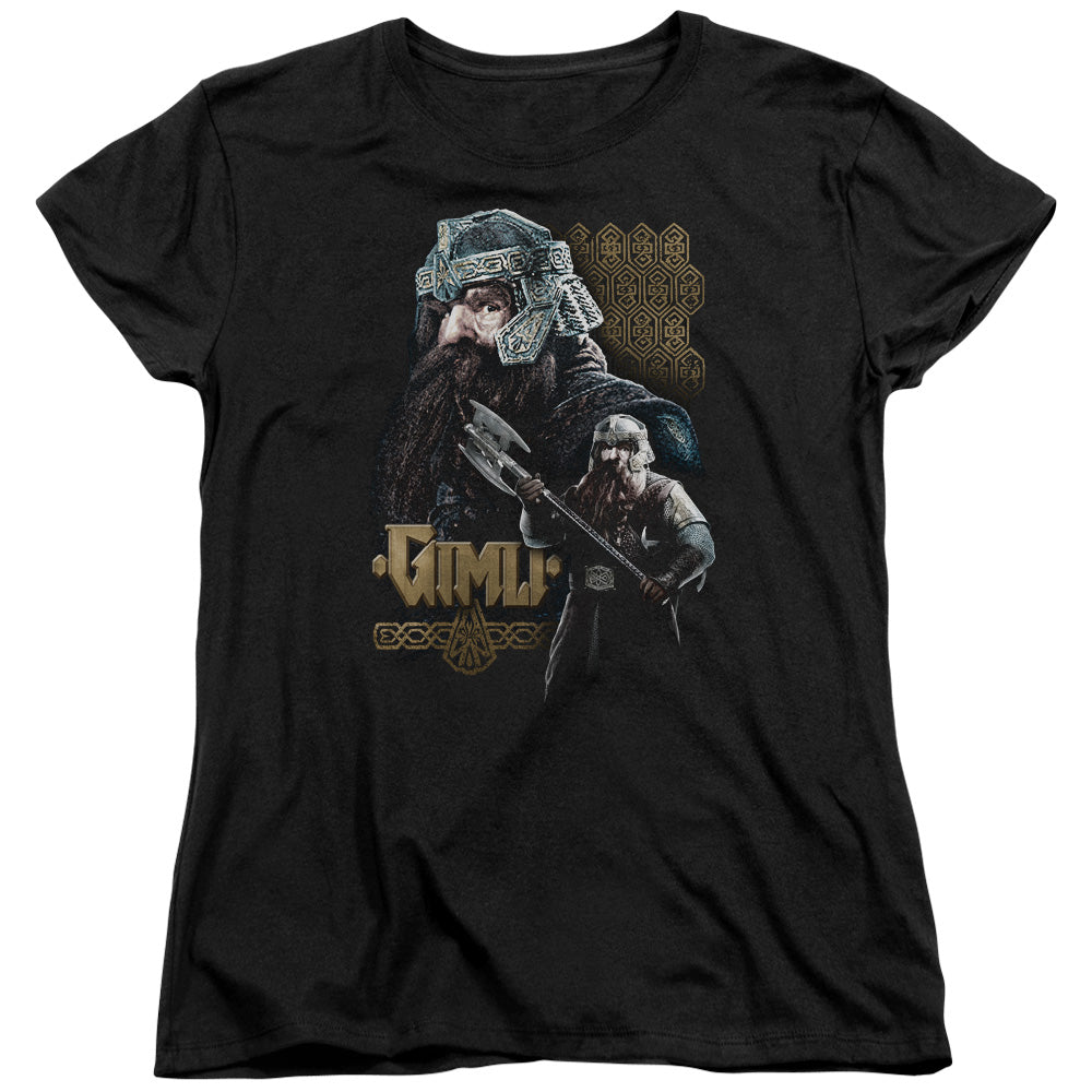 AN OFFCIALLY LICENSED LOR GIMLI WOMEN'S REGULAR FIT T-SHIRT BLACK