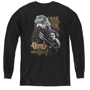 AN OFFCIALLY LICENSED LOR GIMLI YOUTH LONG SLEEVE T-SHIRT BLACK