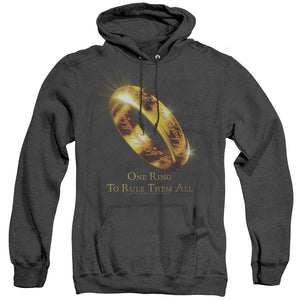 AN OFFCIALLY LICENSED LORD OF THE RINGS ONE RING TO RULE THEM ALL ADULT UNISEX HEATHER PULLOVER HOODIE BLACK