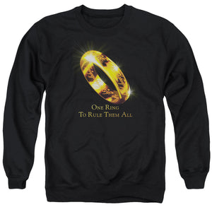AN OFFCIALLY LICENSED LORD OF THE RINGS ONE RING TO RULE THEM ALL ADULT UNISEX CREWNECK SWEATSHIRT BLACK