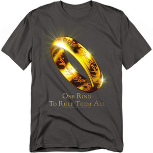 AN OFFCIALLY LICENSED LORD OF THE RINGS ONE RING TO RULE THEM ALL MEN'S REGULAR FIT T-SHIRT BLACK