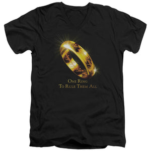 AN OFFCIALLY LICENSED LORD OF THE RINGS ONE RING TO RULE THEM ALL MEN'S V-NECK T-SHIRT BLACK