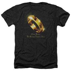 AN OFFCIALLY LICENSED LORD OF THE RINGS ONE RING TO RULE THEM ALL MEN'S HEATHER T-SHIRT CHARCOAL