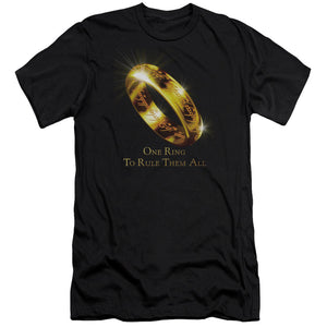 AN OFFCIALLY LICENSED LORD OF THE RINGS ONE RING TO RULE THEM ALL MEN'S PREMIUM SLIM FIT T-SHIRT BLACK
