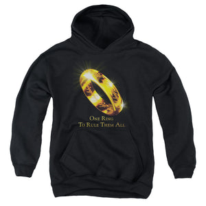 AN OFFCIALLY LICENSED LORD OF THE RINGS ONE RING TO RULE THEM ALL YOUTH HOODIE BLACK