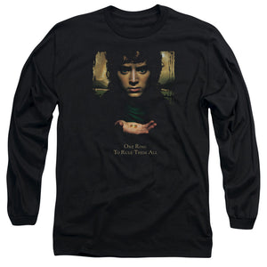 AN OFFCIALLY LICENSED LOR FRODO ONE RING MEN'S LONG SLEEVE T-SHIRT BLACK